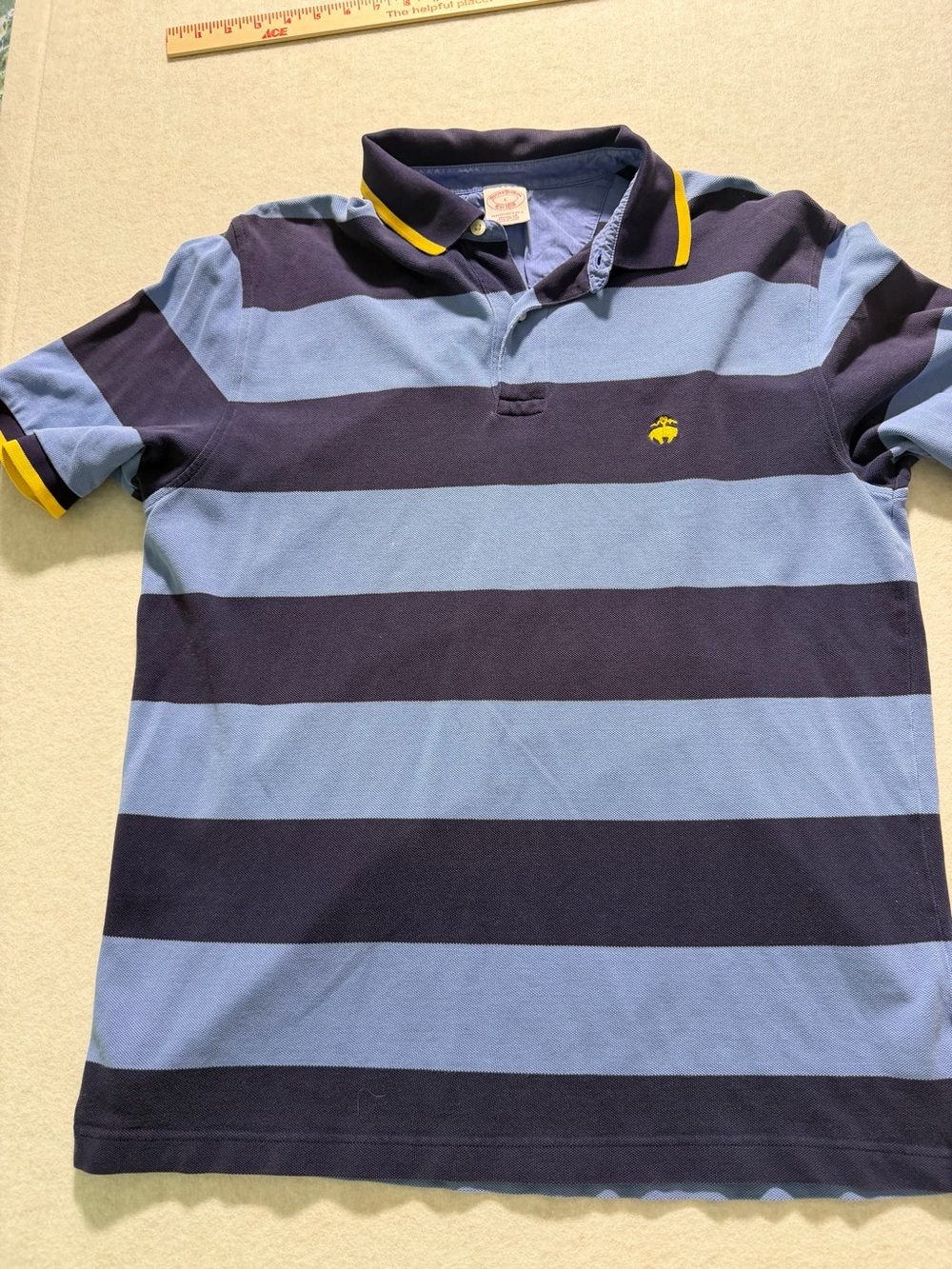 Brooks Brothers Men's Performance Polo Shirt Original Fit Large L Blue Striped